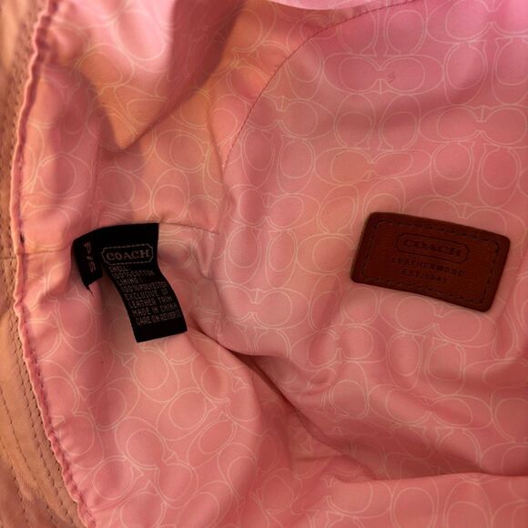 Coach Cream with Pink Leather Buckle Bucket Hat Size Small - Picture 6 of 8